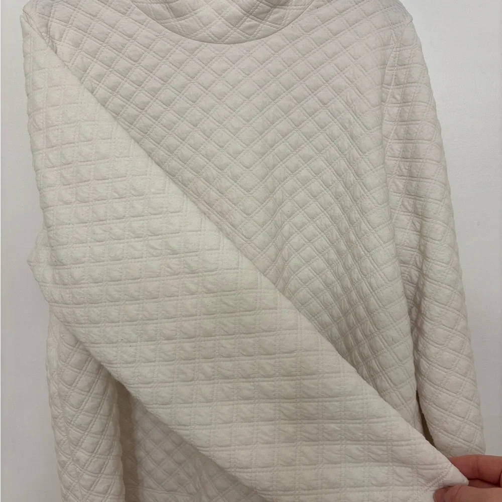 J. Crew Factory Quilted Mockneck Pullover Sweater Ivory XL BL249